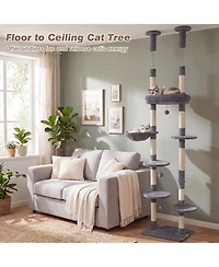 Gymax 6-tier Floor to Ceiling Cat Tree w/Plush Bed Hammock Sisal Scratching Posts