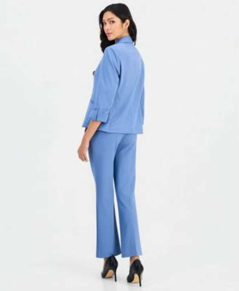 Anne Klein Essentials Petite Scrunch Sleeve Jacket Printed Bell Sleeve Top Cool Crepe Pull On Pants