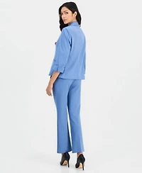 Anne Klein Essentials Petite Scrunch Sleeve Jacket Printed Bell Sleeve Top Cool Crepe Pull On Pants