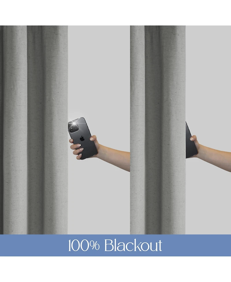Linen Blend Total Blackout Grommet Curtains Pair