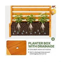 Aoxun Decorative Fence Planter Set of 3 C Cedar Wood Garden Border