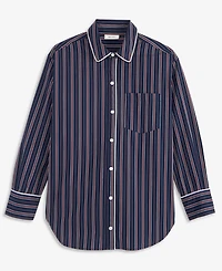 On 34th Women's Striped Poplin Long-Sleeve Button Down Shirt, Macy's Exclusive