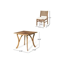 Asagikoiai 5-Piece Acacia Wood Outdoor Dining Set with Wicker Chairs and Cushions