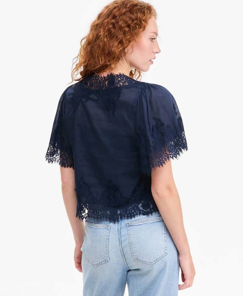 On 34th Women's Lace-Trim Button-Front Blouse, Macy's Exclusive