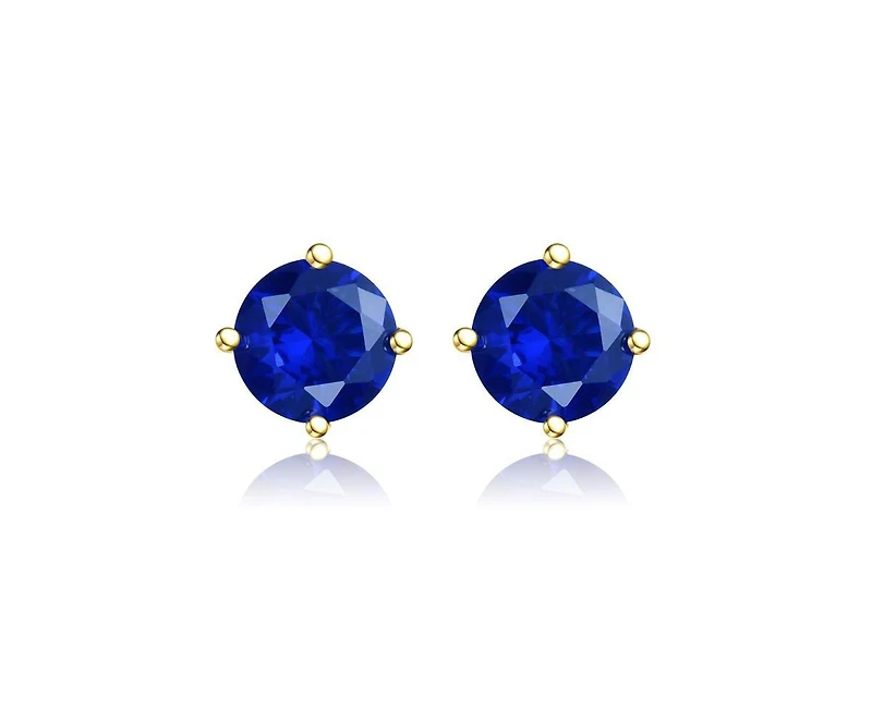 Rachel Glauber Dainty 14K Gold Plated 7MM Cubic Zirconia Stud Earrings