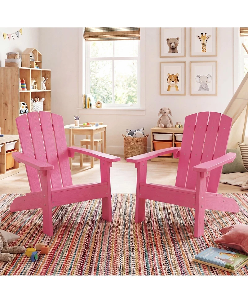 Gymax 2 Piece Kid's Adirondack Chair All-Weather Hips Toddler Lawn w/ Ergonomic Design