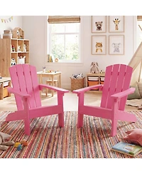 Gymax 2 Piece Kid's Adirondack Chair All-Weather Hips Toddler Lawn w/ Ergonomic Design