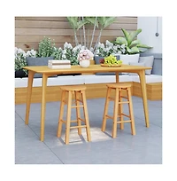 Boyel Living 24-Inch Outdoor Wood Bar Stools Set of 2 with Round Seat and Footrest