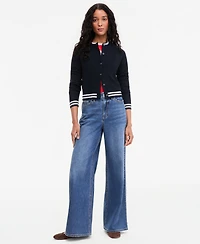 On 34th Women's Tipped Cable Crewneck Cardigan, Macy's Exclusive