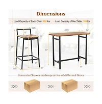 Boyel Living 5 Piece Acacia Wood Bar Table Set Bar Height Table and Chairs with Metal Frame and Footrest