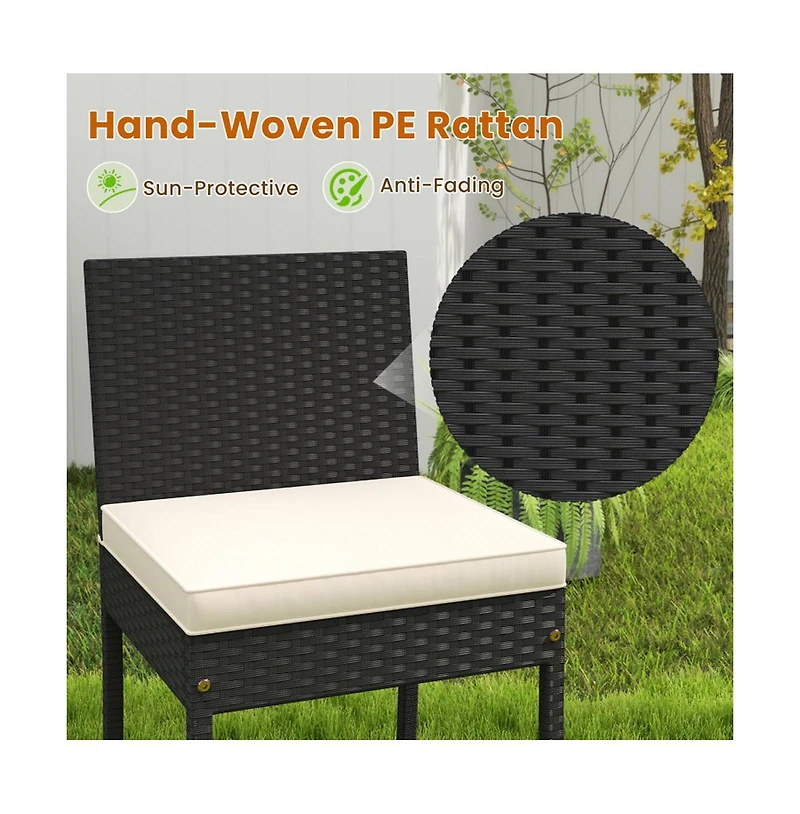 Boyel Living 7 Pieces Patio Rattan Bar Set with Seat Cushions for Porch Yard Garden
