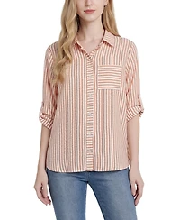 Ny Collection Petite 3/4 Sleeve Roll Tab Blouse