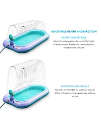 Aofar 68" Mermaid Splash Pad Sprinkler Pool Kids Outdoor Water Play Mat Inflatable Wading Pool Summer Gifts