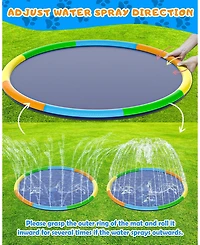 Aofar 157" Splash Pad Sprinkler Play Mat Dogs Pets Outdoor Foldable Summer