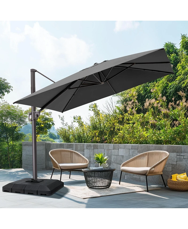Pellebant Outdoor Patio 9X11Feet Aluminum Cantilever Umbrella with Base