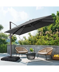 Pellebant Outdoor Patio 9X11Feet Aluminum Cantilever Umbrella with Base