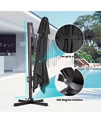 Pellebant Outdoor Patio 10X13Feet Aluminum Double Top Cantilever Umbrella with Wheel Base
