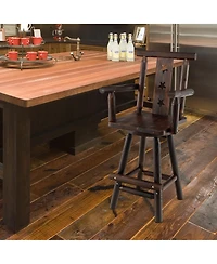 Costway Wooden Bar Stools Swivel Bar Height Kitchen Patio Chairs with Armrest