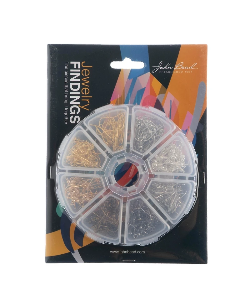 John Bead 8-Slot Ear Wires Jewelry Findings Kit Assortment, 240pcs