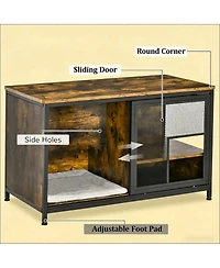 6thdruple Modern Cat House End Table, Pet Furniture with Cushion and Vent