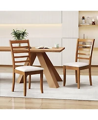 Costway Wooden Dining Chair Kitchen with Rubber Wood Legs and Slatted Backrest