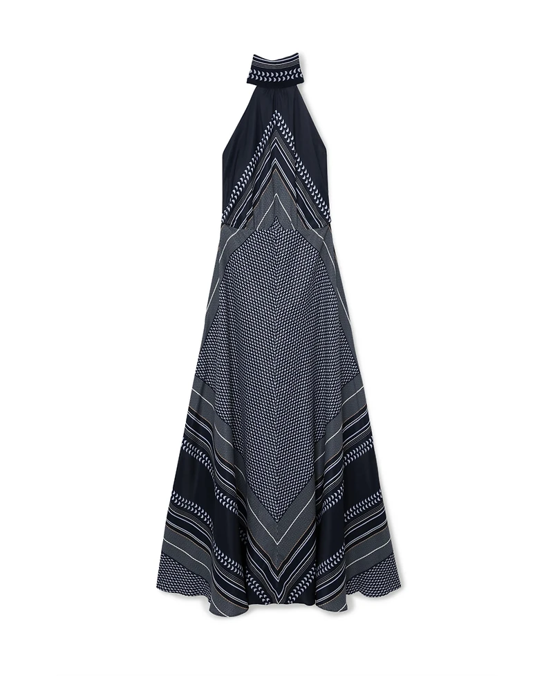 Reiss Women's Scarf-Print Tie-Neck Maxi Dress