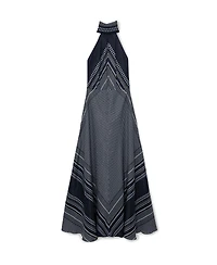 Reiss Women's Scarf-Print Tie-Neck Maxi Dress