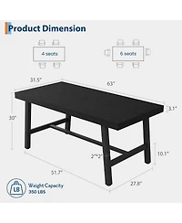 homfan Rectangular Dining Table for Industrial Kitchen with Metal Frame, Space-Saving or Work