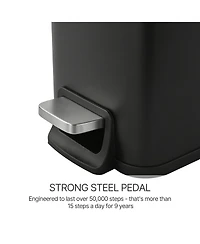 Mega Casa 1.6 Gallon Stainless Steel Slim Bathroom Trash Can with Lid, Small Garbage Can, Black