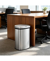 Mega Casa 50 Liter / 13 Gal Stainless Steel Motion Sensor Silent Soft-Close Lid Trash Can for Office, Kitchen