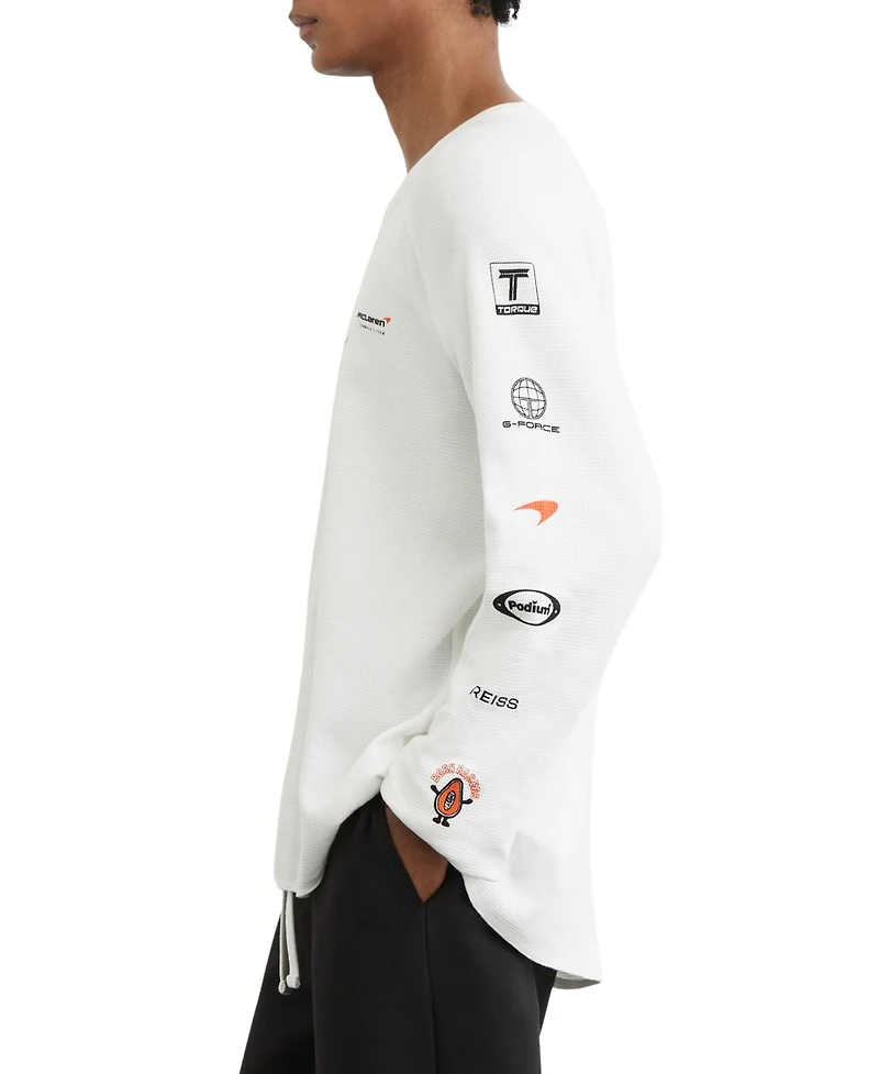 Reiss Men's Kruz Logo Waffle Textured T-Shirt