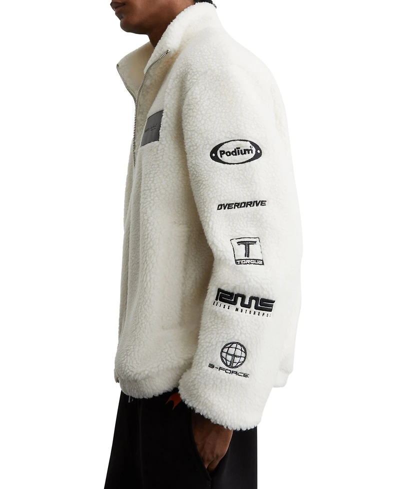 Reiss Men's Nylo Logo Embroidered Fleece Jacket