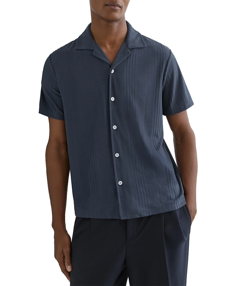 Reiss Men's Frederick Jacquard Cuban Shirt
