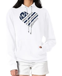 G-iii 4Her by Carl Banks Women's White New York Yankees Heart Fleece Pullover Hoodie