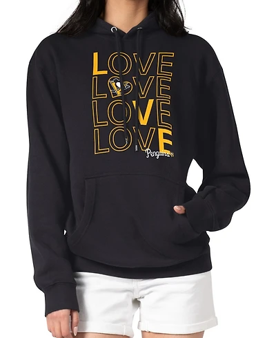 G-iii 4Her by Carl Banks Women's Black Pittsburgh Penguins Hockey Love Fleece Pullover Hoodie