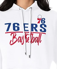 G-iii 4Her By Carl Banks Women's White Philadelphia 76ers Graphics Fleece Pullover Hoodie