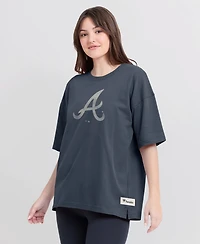 Fanatics Women's Blue Atlanta Braves Oversized Elements Raw Edge Future Ground T-Shirt