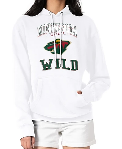 G-iii 4Her by Carl Banks Women's White Minnesota Wild Team Logo Tri-Blend Fleece Pullover Hoodie