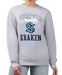 G-iii 4Her by Carl Banks Women's Heather Gray Seattle Kraken Team Logo Tri-Blend Fleece Pullover Sweatshirt