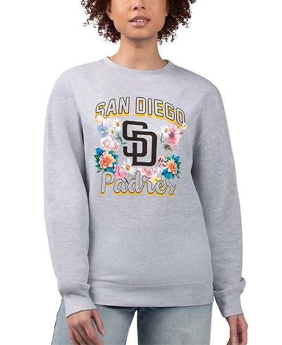 G-iii 4Her by Carl Banks Women's Heather Gray San Diego Padres Flowers Graphic Pullover Sweatshirt