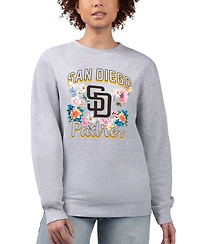 G-iii 4Her by Carl Banks Women's Heather Gray San Diego Padres Flowers Graphic Pullover Sweatshirt