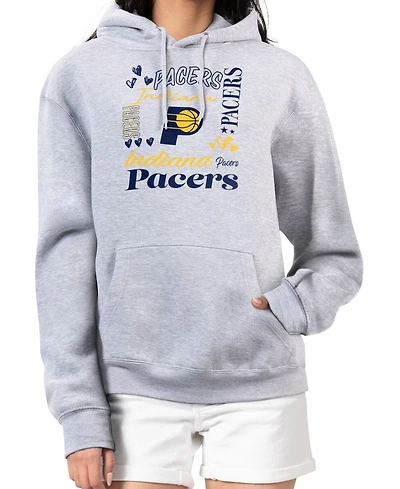 G-iii 4Her By Carl Banks Women's Heather Gray Indiana Pacers Team Collage Graphic Fleece Pullover Hoodie