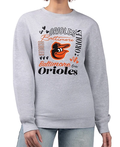 G-iii 4Her by Carl Banks Women's Heather Gray Baltimore Orioles Collage Team Graphic Fleece Pullover Hoodie