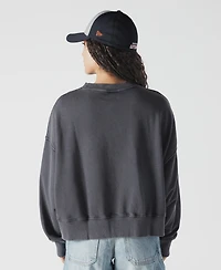 New Era Women's Navy Houston Astros Boxy Mineral Wash Dolmen Sleeve Cropped Sweatshirt
