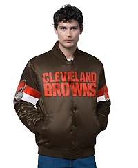 Starter Men's Brown Cleveland Browns Triple Option Satin Varsity Full-Snap Jacket