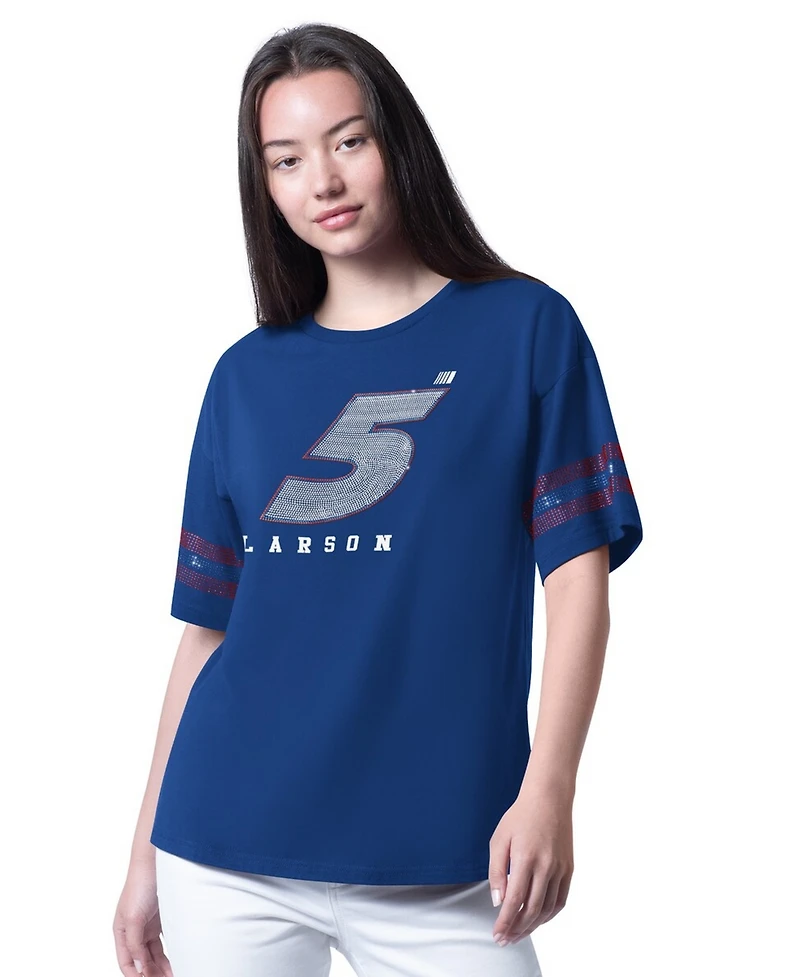 G-iii 4Her by Carl Banks Women's Royal Kyle Larson Fan Catch T-Shirt