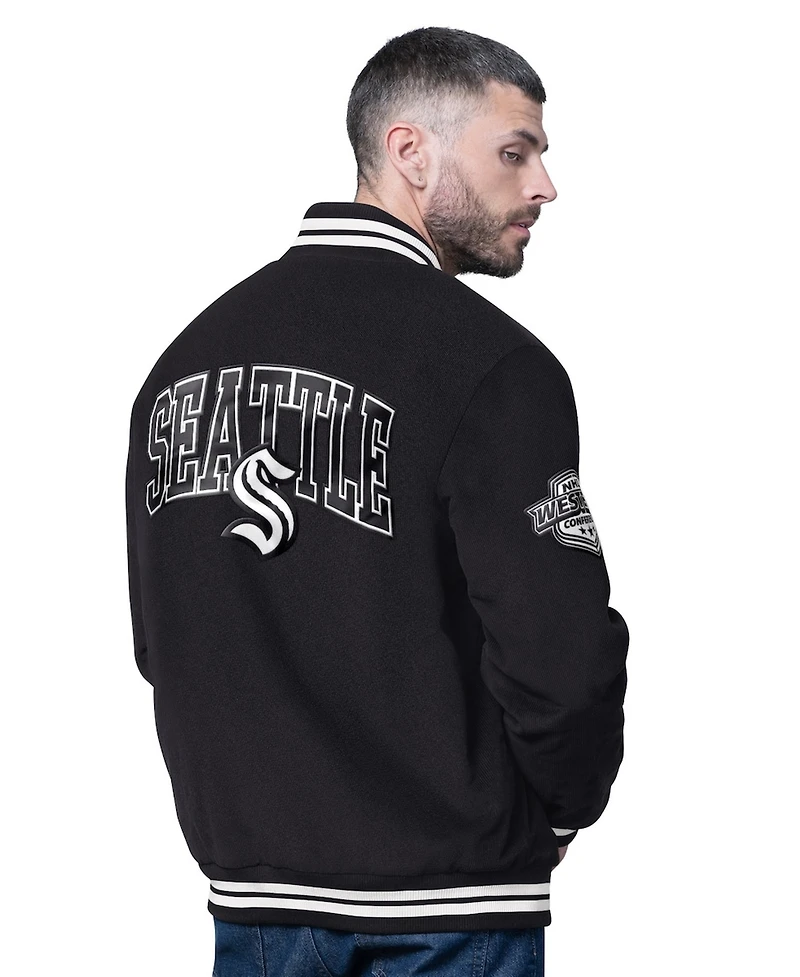 Starter Men's Black Seattle Kraken Blackout Varsity Jacket