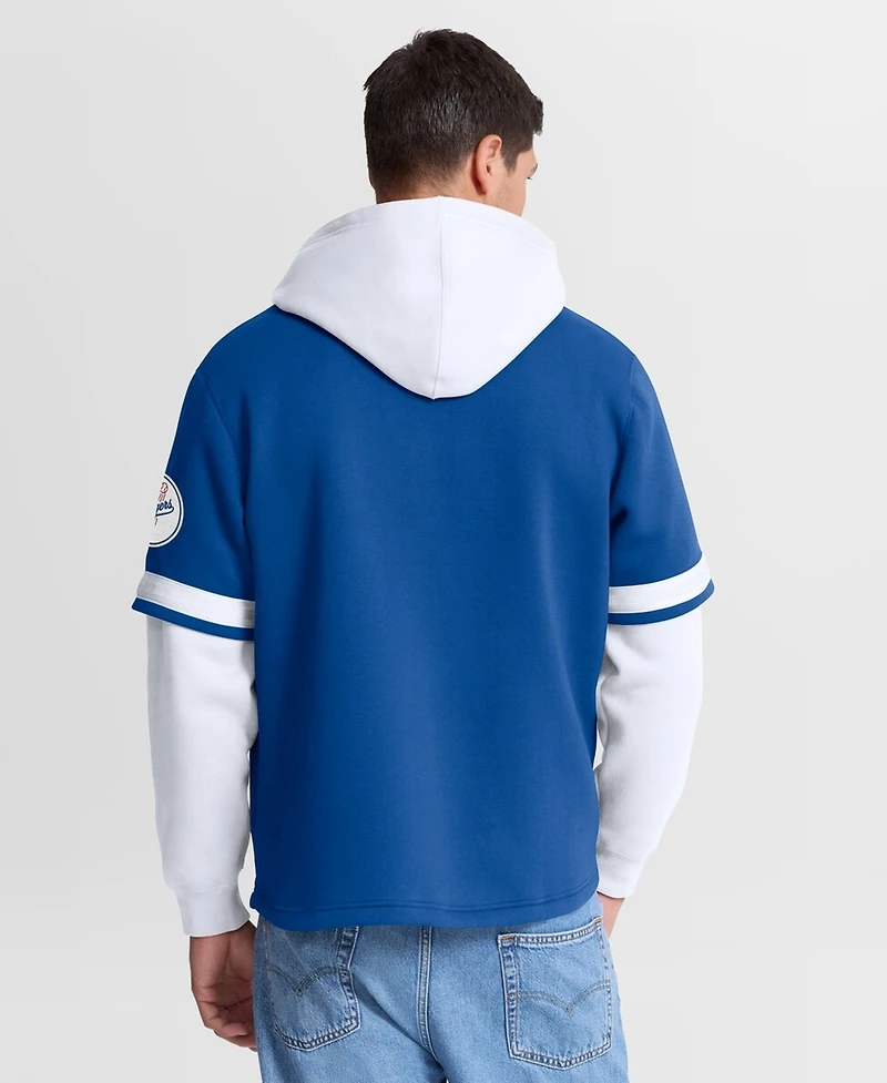Fanatics Men's Royal/White Los Angeles Dodgers Oversized Fire Speed Layered Hoodie