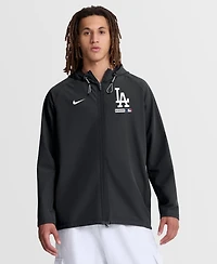 Nike Men's Black Los Angeles Dodgers Authentic Collection Raglan Therma-fit Full-Zip Hooded Jacket