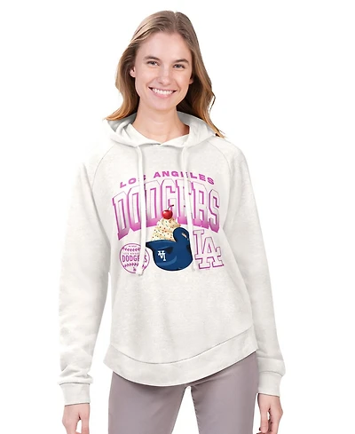 G-iii 4Her by Carl Banks Women's Cream Los Angeles Dodgers Ice Angel Raglan Fleece Hoodie